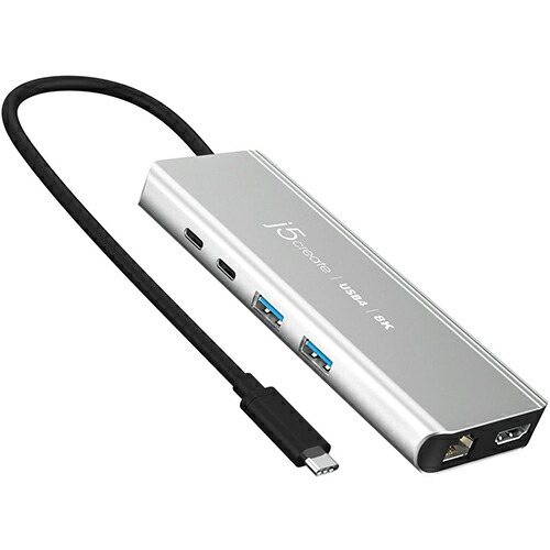 j5create(ジェイファイブ クリエイト) JCD403 スペースグレー USB4 8K 2.5G LAN 6in1マルチハブ