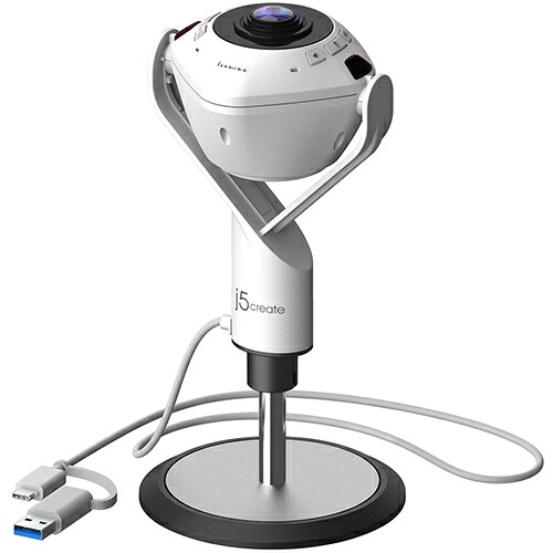 j5create ジェイファイブ クリエイト JVU368 ホワイト USB スピーカーフォン搭載 360°パノラマ Webカメラ JVU368