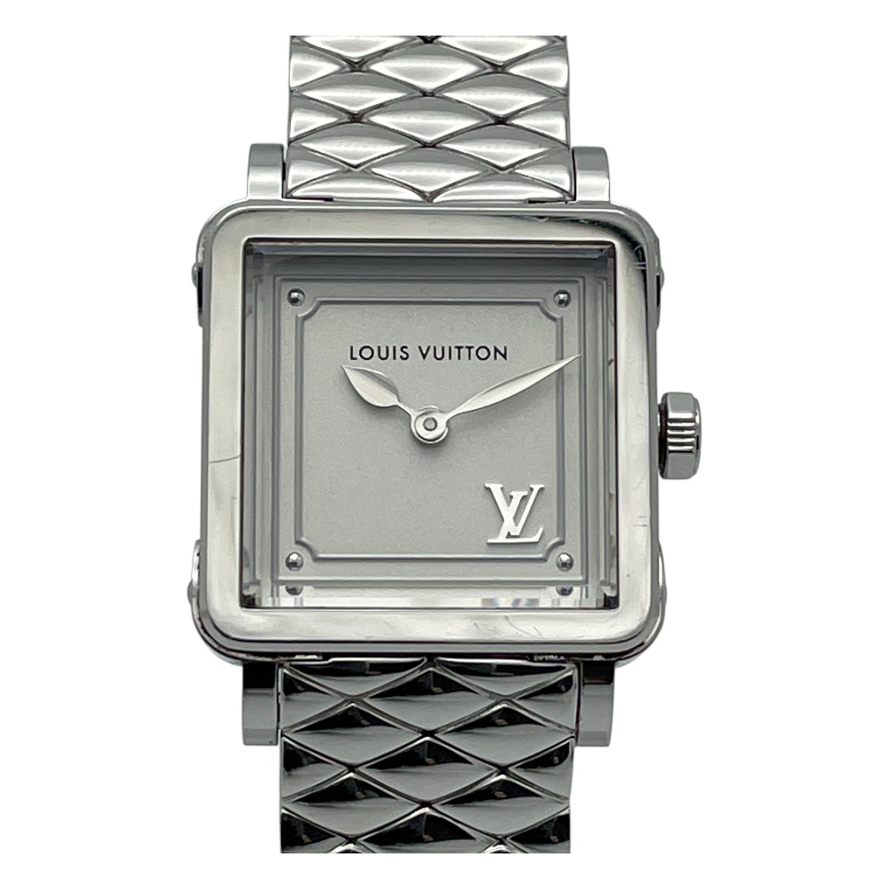 【中古】LOUIS VUITTON（ルイ・ヴィトン）Q32MO アンプリーズPM ウオッチ 真四角 白文字記号盤 SS QZ 石英 2針 LV レディースウォッチ【USED-A】