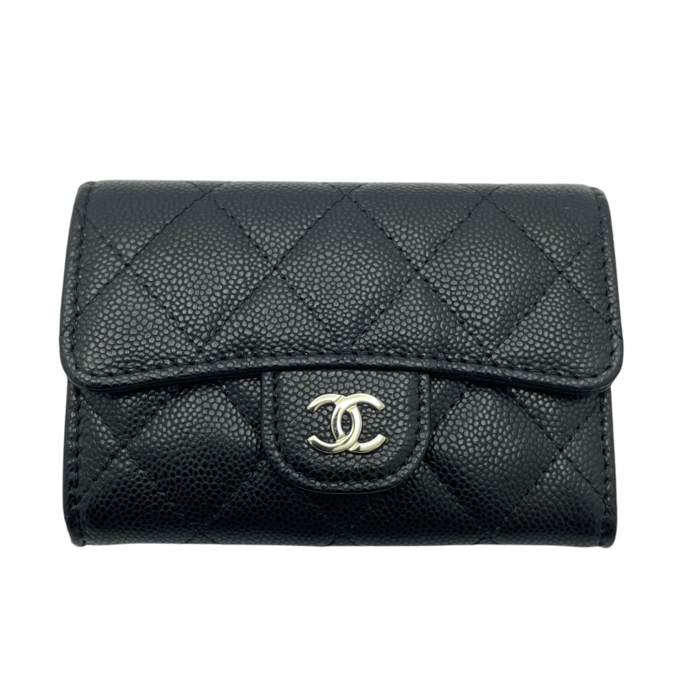 【中古】CHANEL（シャネル）AP5179  下げ翼 ジップカードケース 26S キャビアひと肌 ココマーク 黒 コインケース マトラッセ CARDHOLDER レザーカードケース【USED-A】