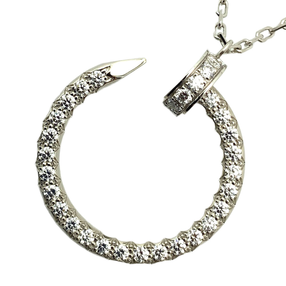 【中古】CARTIER（カルティエ）ジュストアンクル 首飾り 750WG 金剛石 シャンデリヤ 釘 Cartier 白いことゴールド K18WG B7224898 チェーン店の長さ42珊 46珊 JUSTE UN CLOU【USED-A】