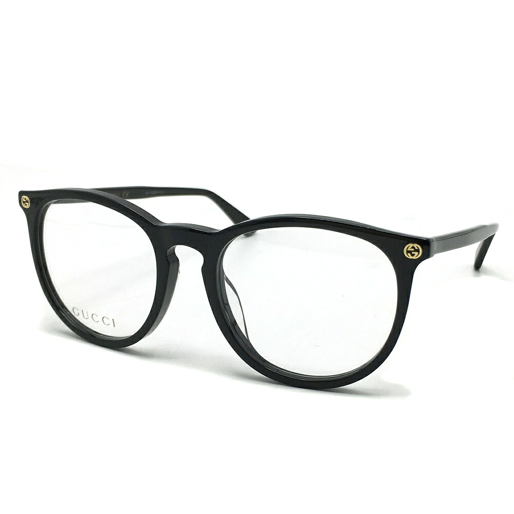 【中古】 GUCCI (グッチ) GG0027OA 001 メガネフレーム 52□19-145 ボストン GGマーク ブラック 黒 ゴールド金具 ビー ハチ 蜂 メガネ 眼鏡 アイウェア メンズ レディース シンプル ワンポイント 【USED-AB】|質屋かんてい局EC店