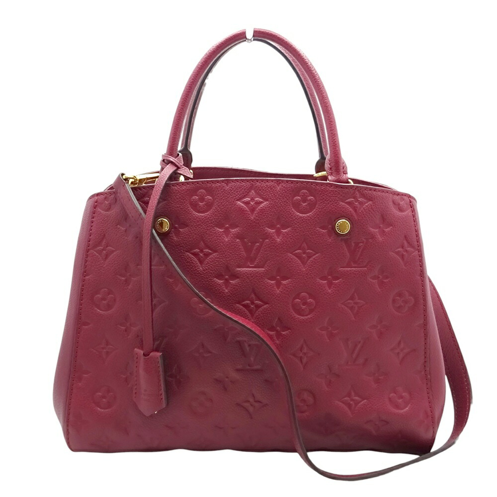 【中古】 LOUIS VUITTON (ルイヴィトン) M43258 モンテーニュMM モノグラム アン工業プラント ハンドバック ショルダーバッグ ボルドーワイン 赤いこと ゴールド金具 アンプラントレザー レディース 【USED-AB】