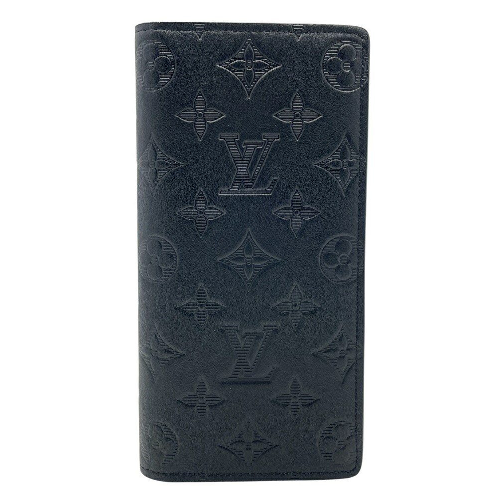 【中古】 LOUIS VUITTON (ルイヴィトン) M62900 ポルトフォイユ ブラザ モノグラム 影ぼうし 長紙入れ 二つ折り 黒いこと ノワール 黒 なめし革 メンズ 【USED-A】