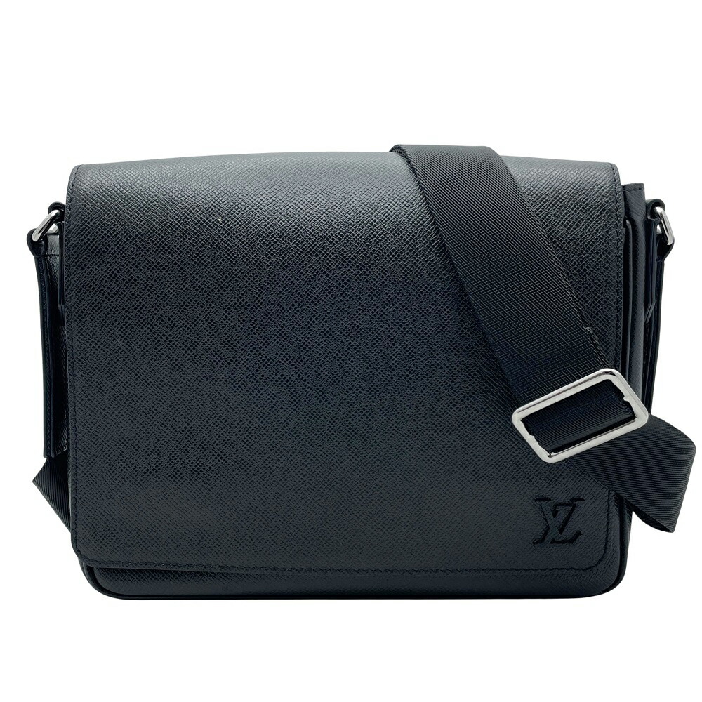 【中古】 LOUIS VUITTON (ルイヴィトン) M30850 ディストリクトPM NV3 ショルダーバッグ クロスボディ ブラック 黒 ノワール シルバー金具 タイガ レザー メンズ 【USED-AB】