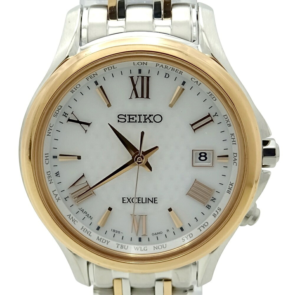 【中古】 SEIKO (セイコー) SWCW162 ドルチェ＆エクセリーヌ ソーラー電磁波 ウォッチ 約28粍 白文字記号盤 チタン レディース 【USED-A】