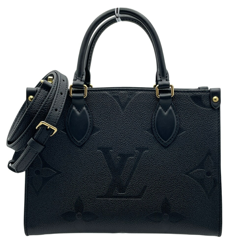 【中古】 LOUIS VUITTON (ルイヴィトン) M45653 オンザゴーPM モノグラム アンプラント ハンドバッグ ショルダーバッグ ブラック 黒 ノワール レザー レディース 【USED-AB】