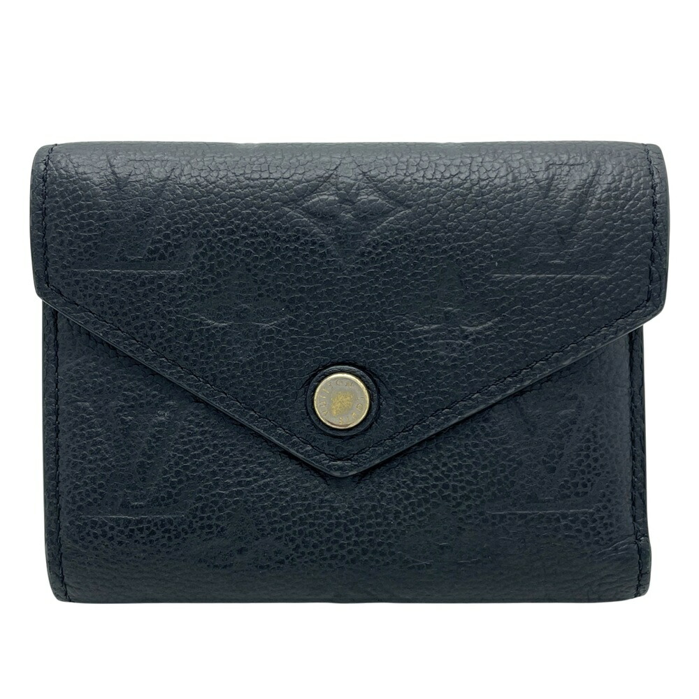 【中古】 LOUIS VUITTON (ルイヴィトン) M64060 ポルトフォイユ ヴィクトリーヌ モノグラム アンプラント 三つ折り財布 ノワール ブラック 黒 ゴールド金具 レディース 【USED-B】｜質屋かんてい局EC店