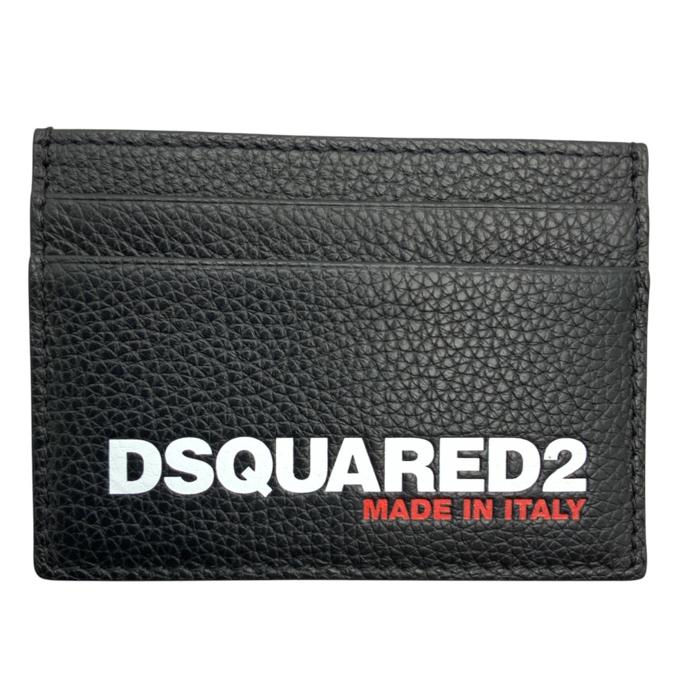 【中古】DSQUARED2(ディースクエアード)BOB CREDIT CARD HOLDER クレジットカードホルダー カードケース カード入れ ロゴプリント ブラック スリム レザー メンズ 【USED-SA】|質屋かんてい局EC店