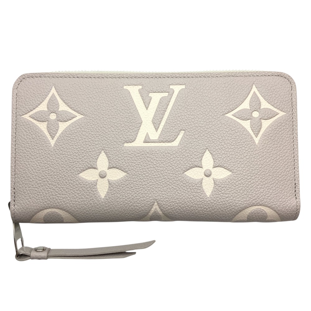 【中古】LOUIS VUITTON(ルイ・ヴィトン）M14228 ジッピーウォレット モノグラムアンプラント ブリュームグレー ホワイトクオーツ バイカラー レザー 長財布 ラウンドファスナー シルバー金具【USED-A】