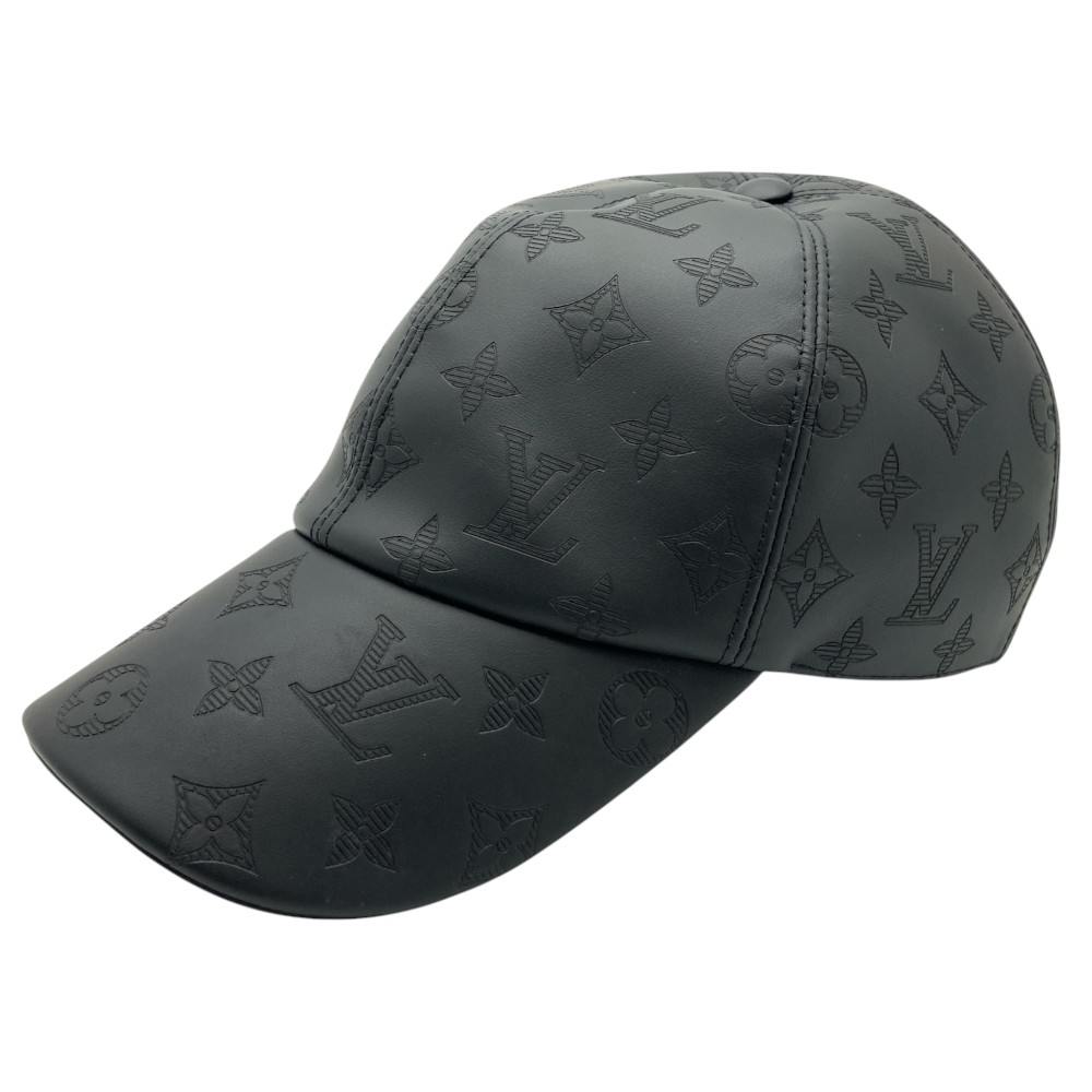 【中古】LOUIS VUITTON（ルイ・ヴィトン）M76586 モノグラム・シャドウ レザーキーキャップ かぶり笠 黒いこと 大きさ60 合わせる能力のある メンズ 箱付き添い人 【USED-AB】
