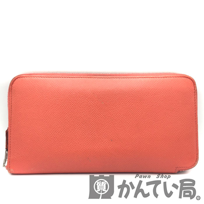 Used B T刻印 15年 アザップシルクイン ラウンドファスナー 質屋かんてい局ec店 ヴォーエプソン 長財布 レディース オレンジ系 ルージュ系 ローズ系 Hermes エルメス ラウンドファスナー アザップシルクイン オレンジ系 高い素材