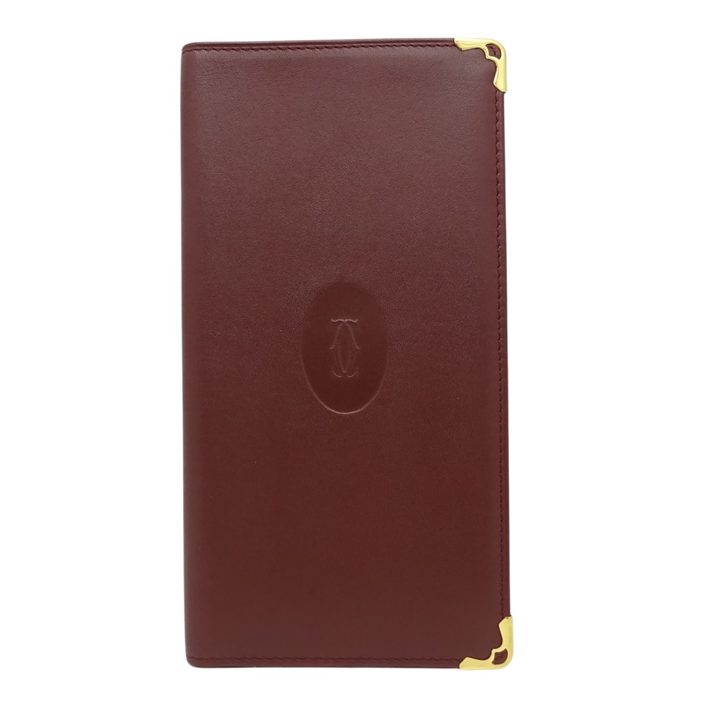 【中古】 Cartier (カルティエ) L3000003 マストドゥカルティエ 札入れ 長財布 ボルドー ゴールド金具 【USED-AB】