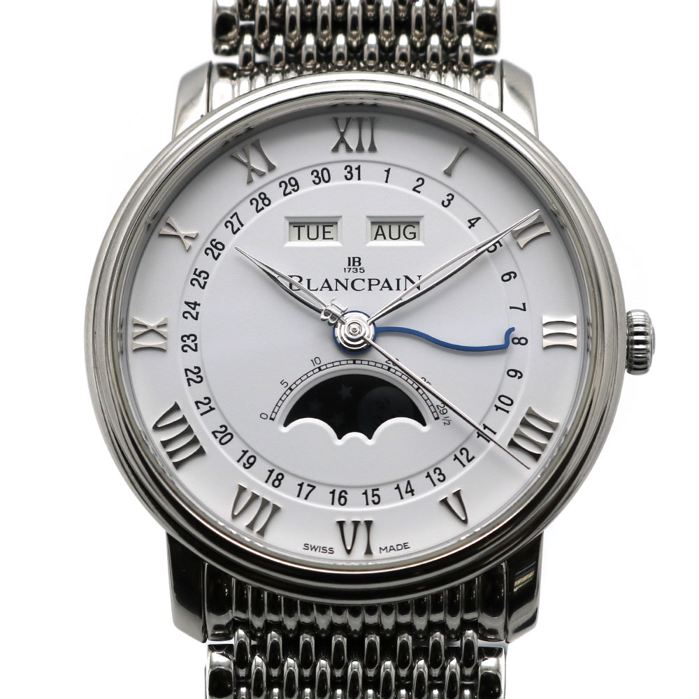 【中古】BLANCPAIN(ブランパン)654-1127-MMBヴィルレムーンフェイズコンプリートカレンダー白文字盤自動巻きメンズSS腕時計【USED-A】