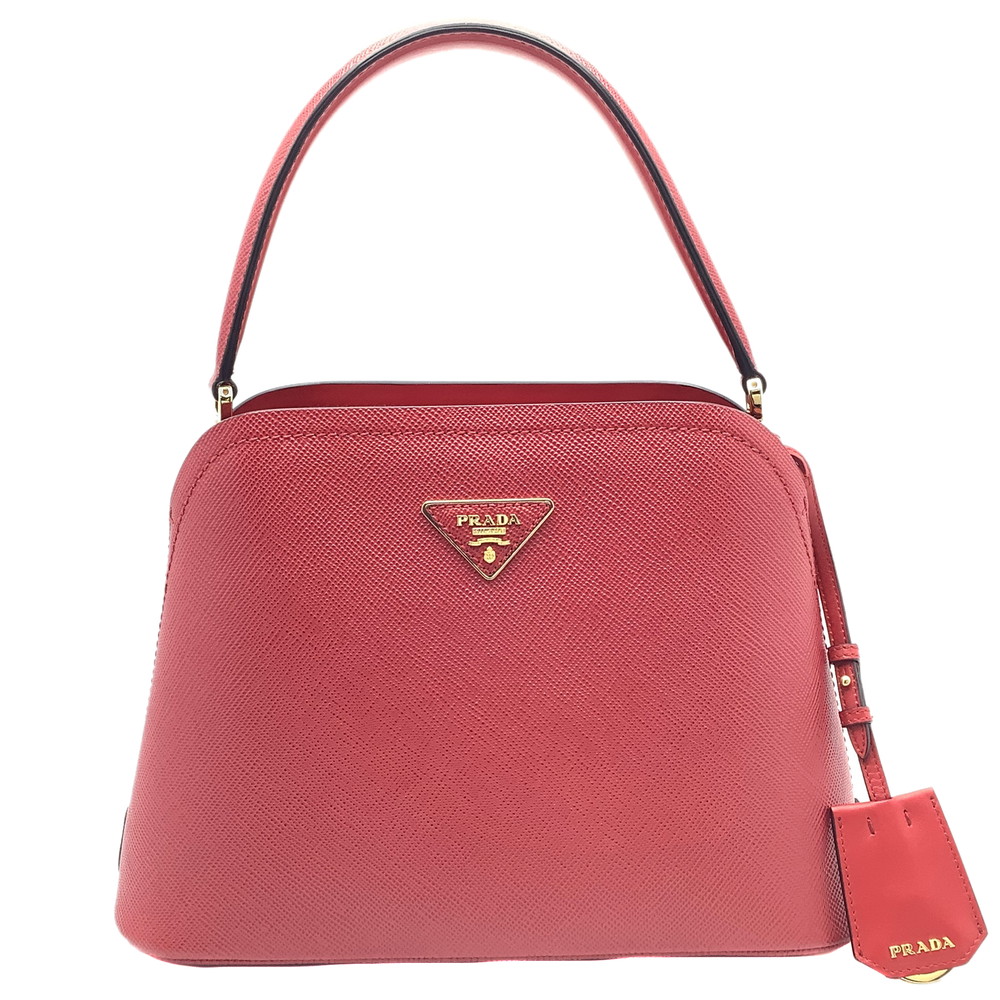 【中古】 PRADA (プラダ) 1BA282 マチネ スモール ハンドバッグ ２WAY ショルダーバッグ レッド ゴールド金具 コルダ レディース 【USED-AB】
