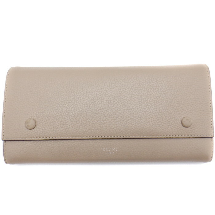 【中古】 CELINE （セリーヌ） ラージ フラップ マルチ ファンクション 101673JFL.03UN レザー ベージュ 朱色 シルバー金具 フラップ Wホック レディース 【USED-B】
