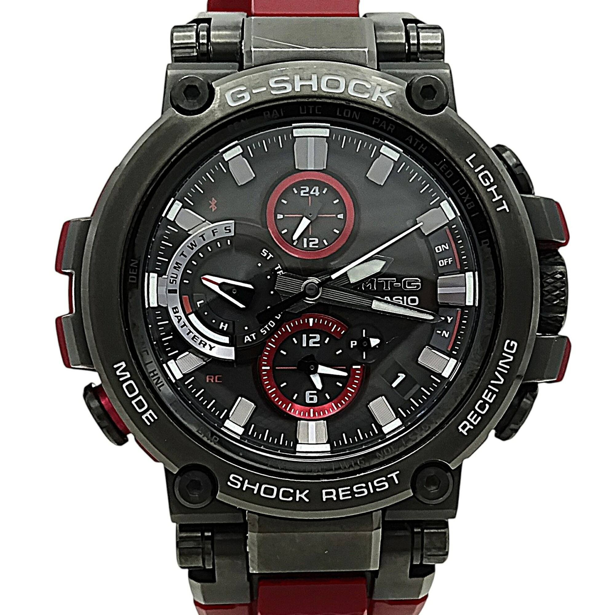 【中古】 CASIO (カシオ) G-SHOCK ジーショック MTG-B1000-1A4JF MT-G 手ごわいソーラー ソーラー申し受ける式 ウオッチ Bluetooth積み上げる 電磁波 スマートフォンリンク Gぼうぜん自失 赤いこと 黒いこと メンズ 【USED-AB】