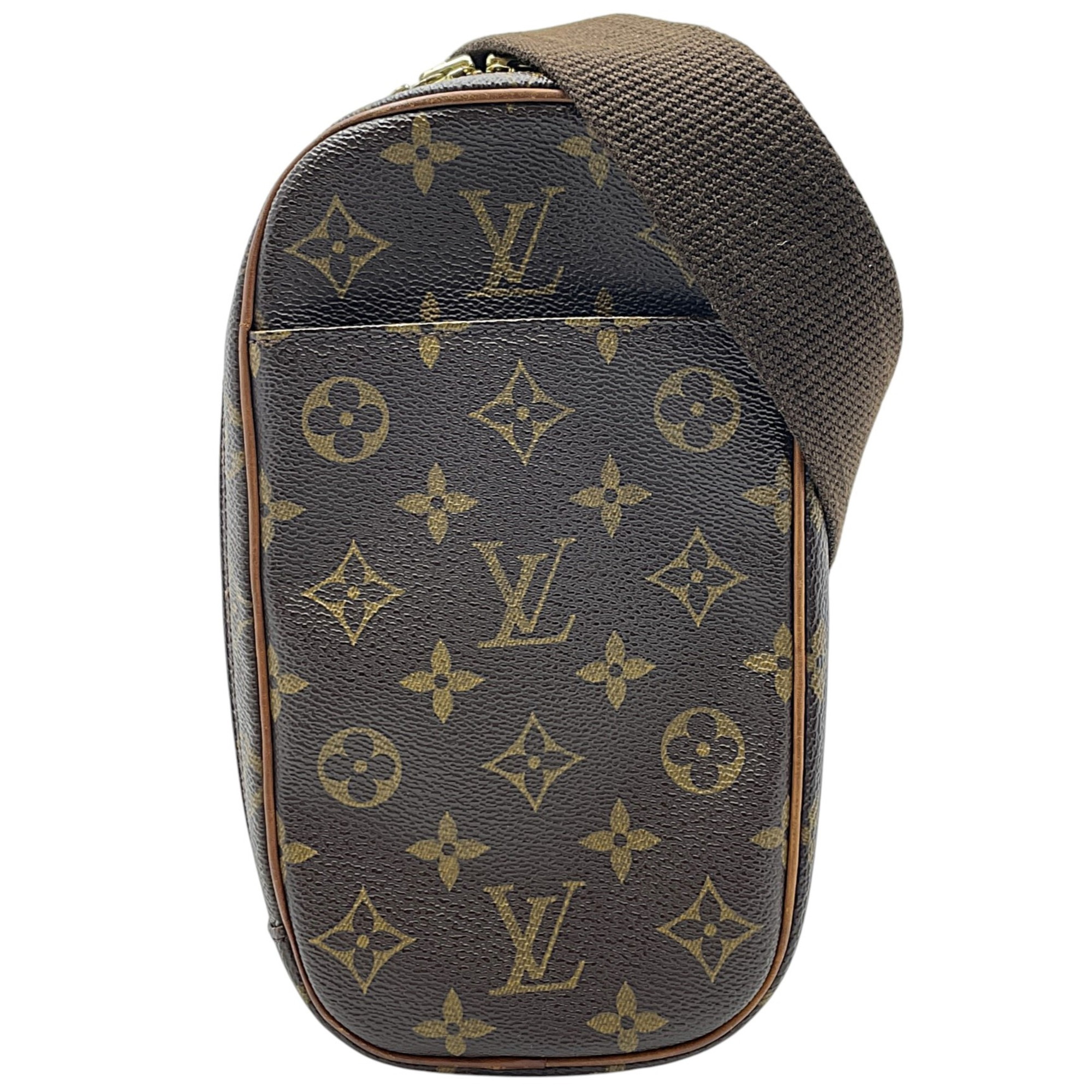 【中古】LOUIS VUITTON (ルイヴィトン) M51870 モノグラム ポシェット・ガンジュ モノグラム 帆布 上半身うしろ側 曲がった掛け 肩かけ 赤銅色 ゴールド金具 【USED-AB】