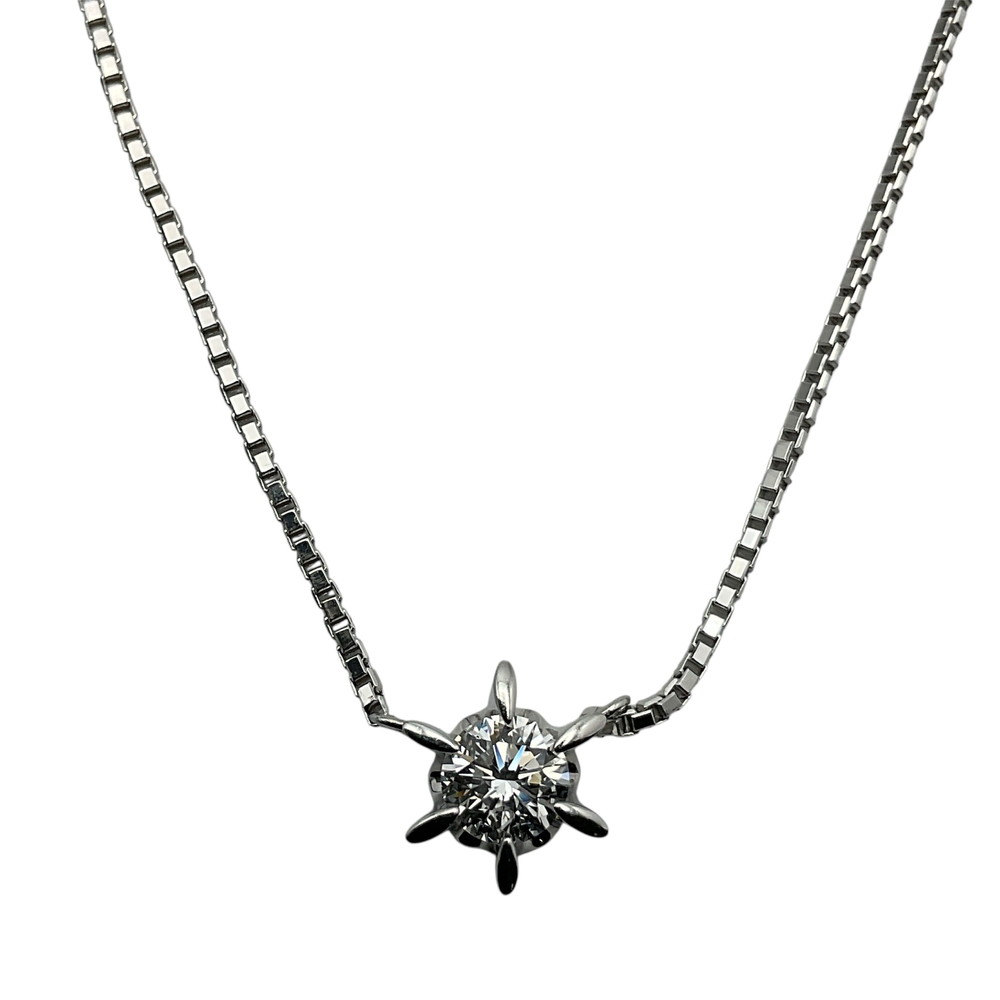 【中古】Pt850ダイヤモンドネックレス プラチナ 一粒石 ソリティア レディース 約4.6g 約41cm ベネチアンチェーン【USED-AB】|質屋かんてい局EC店