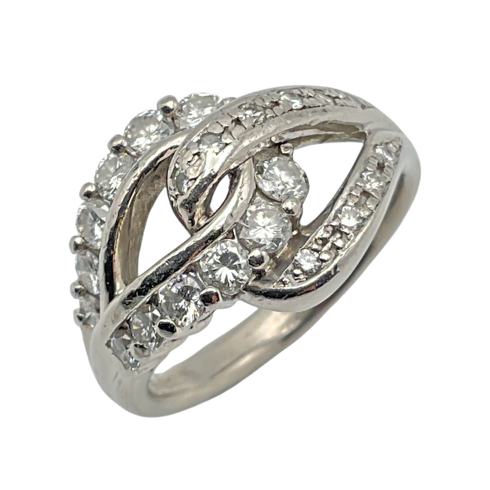 【中古】Pt900ダイヤモンドリング 約12.5号 約9.5g 0.78ct ダイヤモンド20石 ボリューム デザインリング レディースプラチナ 銀色【USED-B】