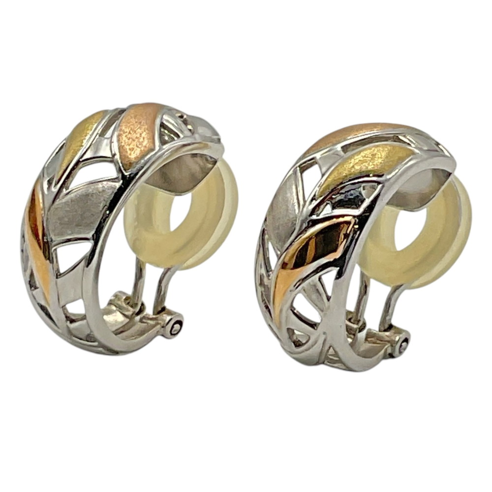 【中古】K18/K14WGイヤリング コンビタイプ 金色/銀色 レディース 約5.3g 透かしデザイン ゴールド ホワイトゴールド【USED-AB】｜質屋かんてい局EC店 92,400円