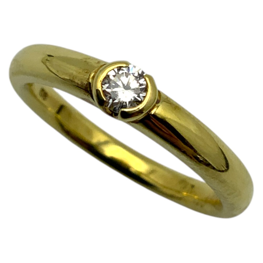 【中古】K18ダイヤモンドリング 0.15ct 約11号 3.9g 0.03ct サファイア サムシングブルー 結婚指輪 婚約指輪 普段使い 【USED-A】