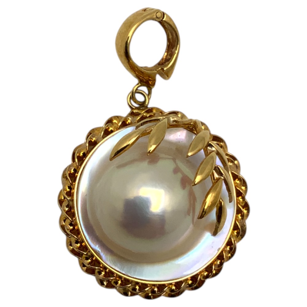 楽天市場】21mmマベ真珠&ダイヤモンドK18WGペンダントトップ 極上の