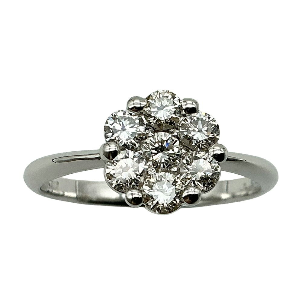 【中古】K18WGダイヤモンドリング 0.50ct 約10号 約2.1g 花 フラワー ホワイトゴールド ダイヤモンド ジュエリー 指輪 リング 【USED-SS】