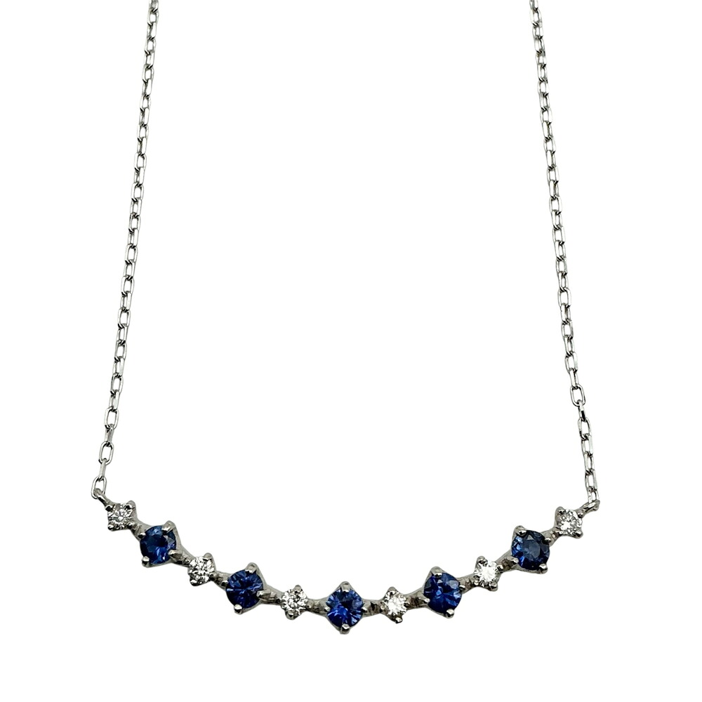 【中古】K18WG サファイアネックレス ホワイトゴールド サファイア 0.23ct ダイヤモンド 0.08ct ブルーサファイア ネックレス 約1.3ｇ ジュエリー ギフト プレゼント 【USED-A】｜質屋かんてい局EC店