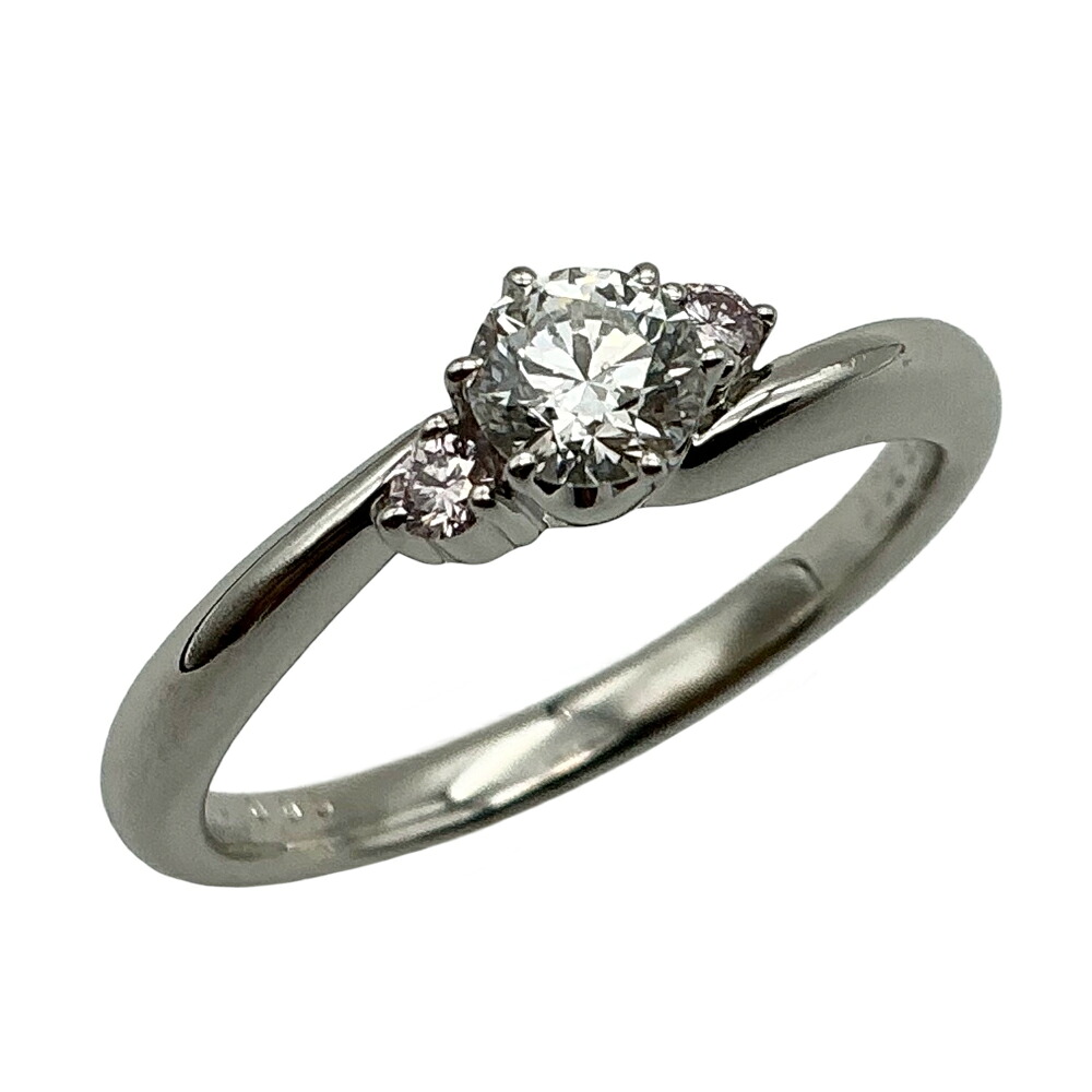 【中古】PT900ダイヤモンドリング 0.31ct ピンクダイヤモンド 0.06ct Dカラー SI2 EEEX プラチナ 婚約指輪 約12号 約4.3g【USED-A】