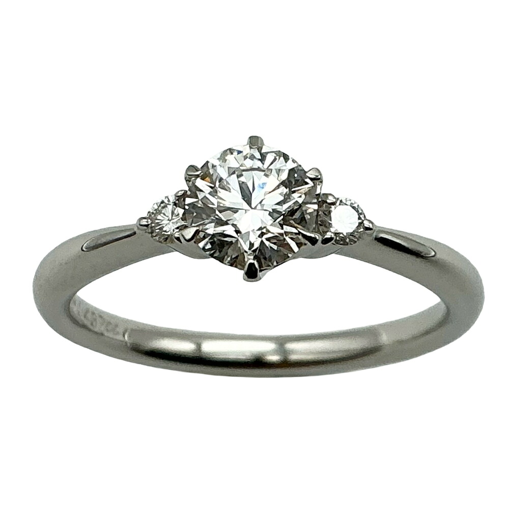 【中古】Pt900ダイヤモンドリング 0.437ct F SI2 IC 約9号 約3.3g アイデアルカット アルティメイトスリースター 婚約指輪 【USED-A】