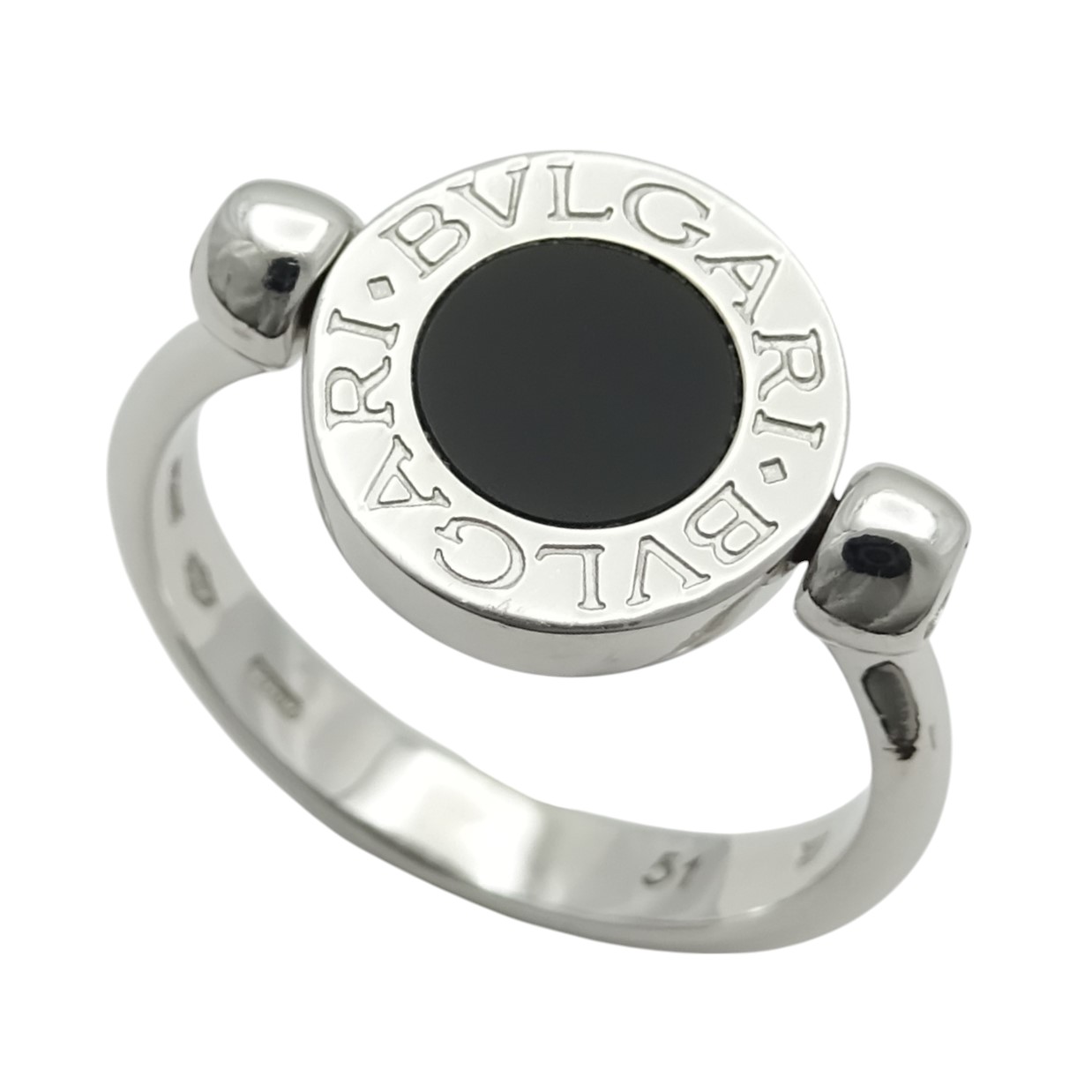 【中古】BVLGARI（ブルガリ） ブルガリブルガリ フリップリング 750 K18WG ＃51 約7.5号 約5.8g ダイヤモンド パヴェ オニキス ホワイトゴールド 指輪 ジュエリー メンズ レディース 【USED-AB】 108,900円