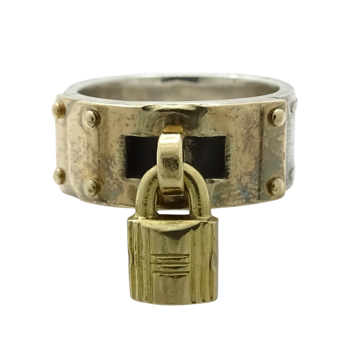【中古】HERMES(エルメス） ケリー リング 925 #50 約10号 約9.4ｇ 南京錠 カデナ モチーフ SV Ag シルバー SILVER ゴールド 指輪 レディース【USED-B】
