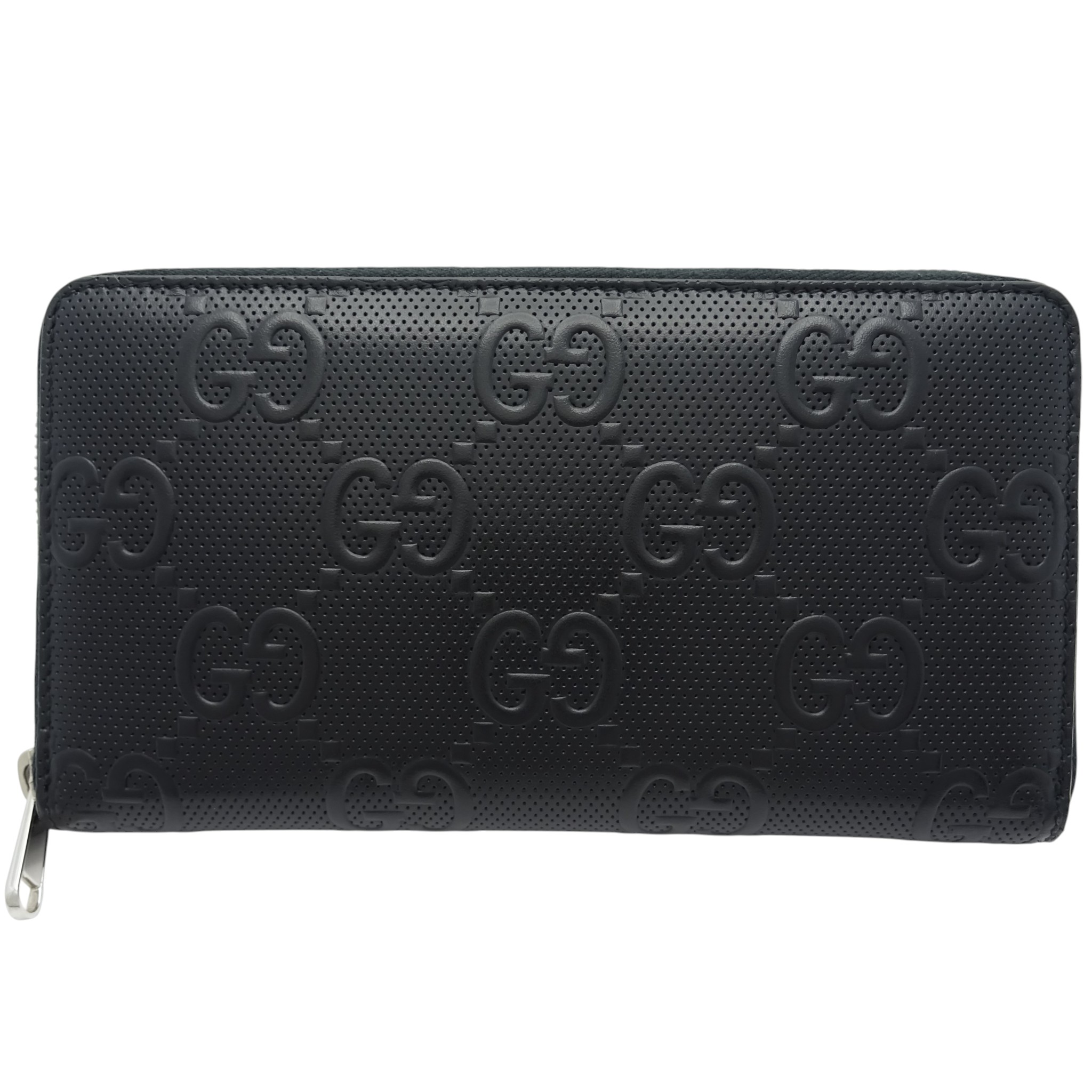 【中古】 GUCCI (グッチ) 625563 GGエンボス ジップ アラウンド オーガナイザー ウォレット 長財布 ラウンドファスナー ブラック 黒 シンプル メンズ 【USED-B】