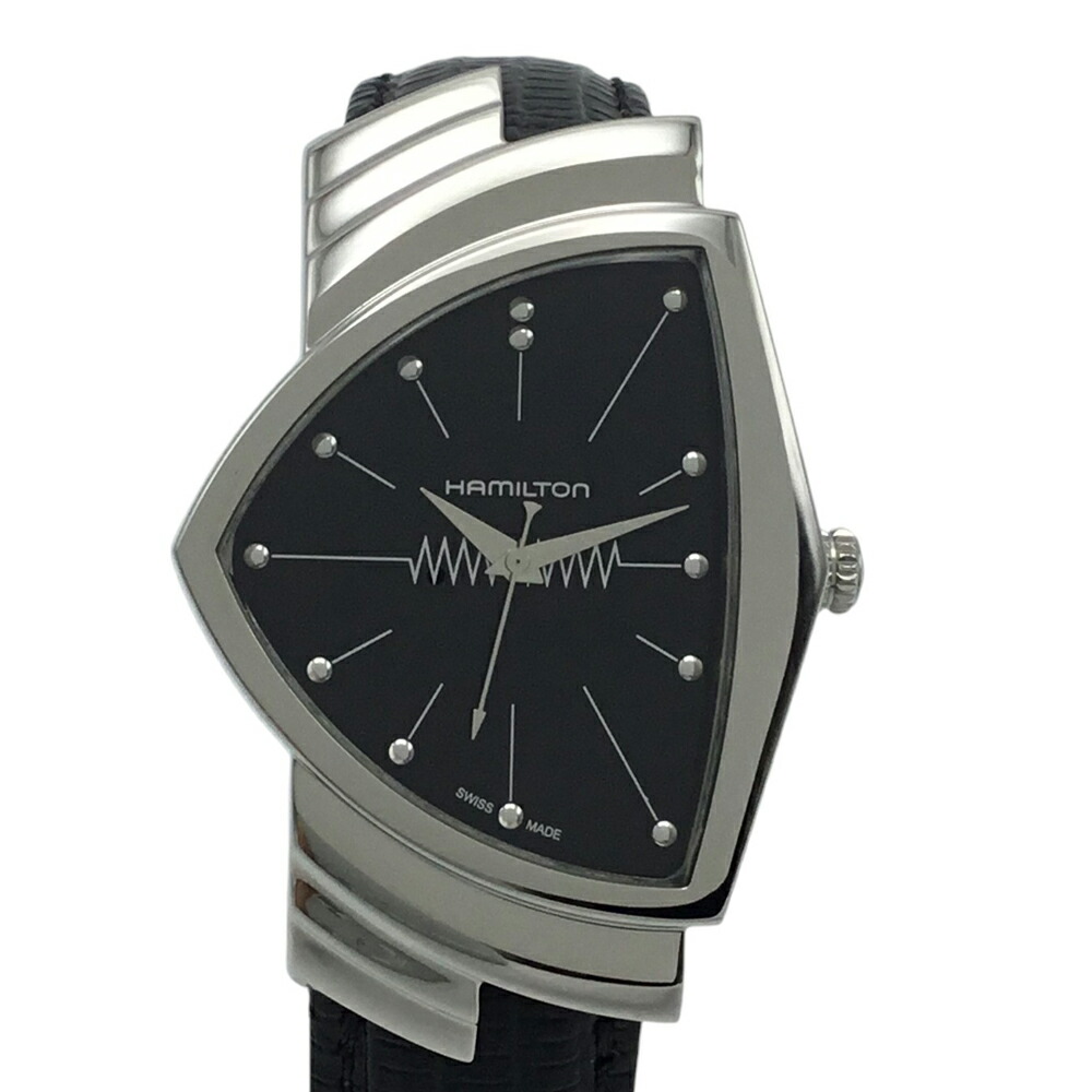 【中古】HAMILTON（ハミルトン）H24411732 Ventura Quartz ベンチュラ 石英 メンズ ウオッチ 黒革胴締め【USED-S】