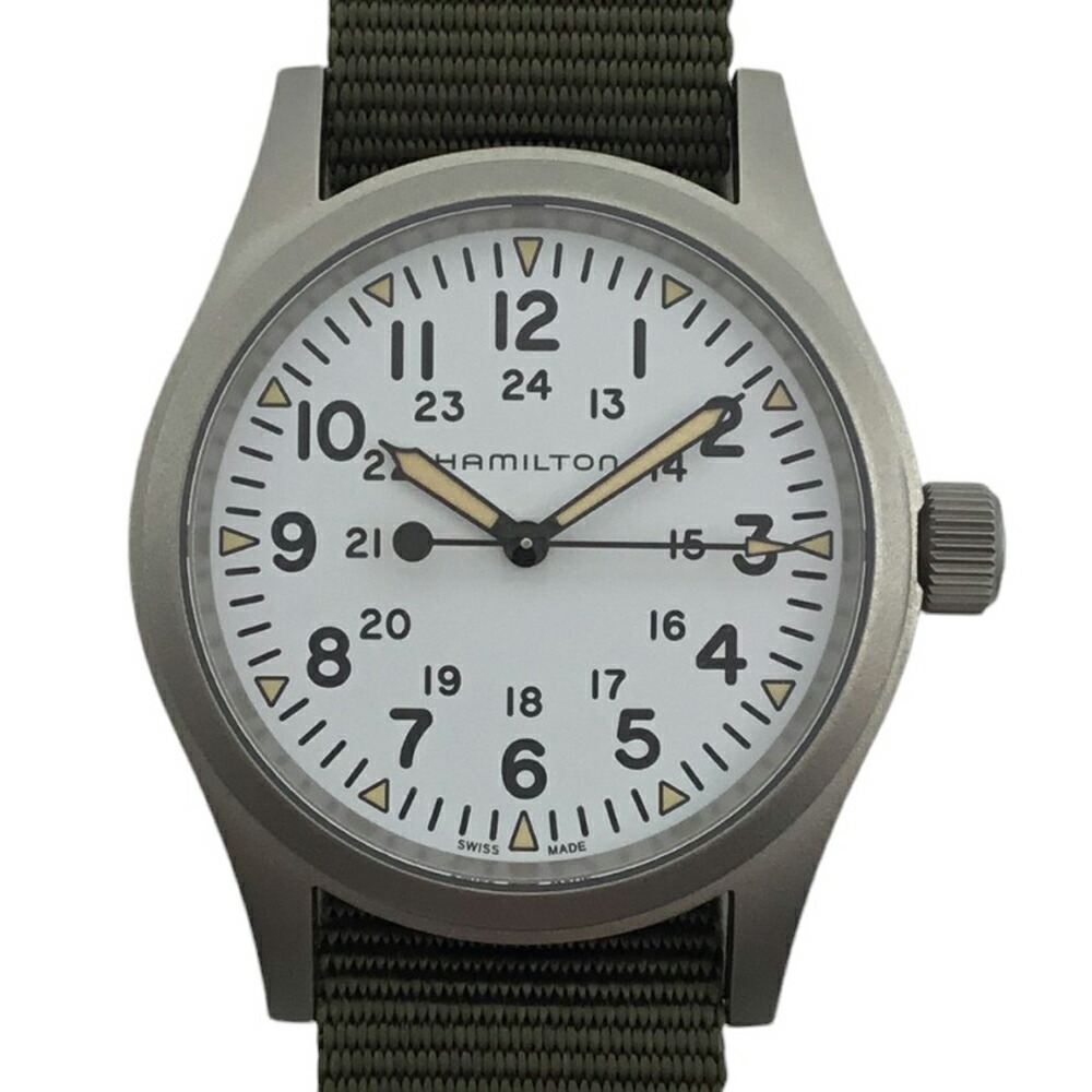 【中古】 HAMILTON（ハミルトン） H69439411　カーキフィールドMECHANICAL 38mm 50ｍ防水 手巻き メンズ ホワイト文字盤 NATOストラップ 【USED-S】