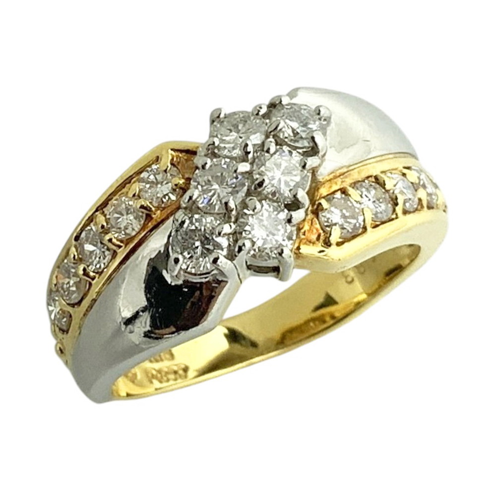 【中古】K18/Pt850 ダイヤモンドデザインリング コンビリング 指輪 ゴールド ダイヤモンド 0.83ct 約7.3ｇ 約10.5号 レディース 【USED-AB】｜質屋かんてい局EC店 108,900円