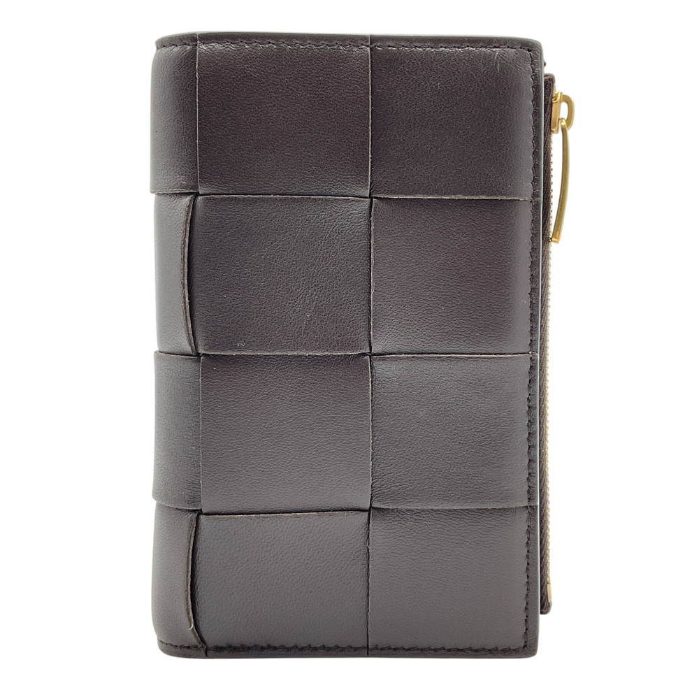 【中古】BOTTEGA VENETA(ボッテガ・ヴェネタ）テープ 並み並み 二つ折りウォレット マキシイントレチャート ゴールド金具 紙入れ【USED-A】