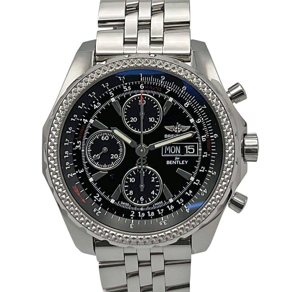 【中古】BREITLING（ブライトリング）A133624 ベントレー GT クロノグラフ デイデイト 黒文字盤 機械式 日本限定 自動巻き メンズ 【USED‐AB】