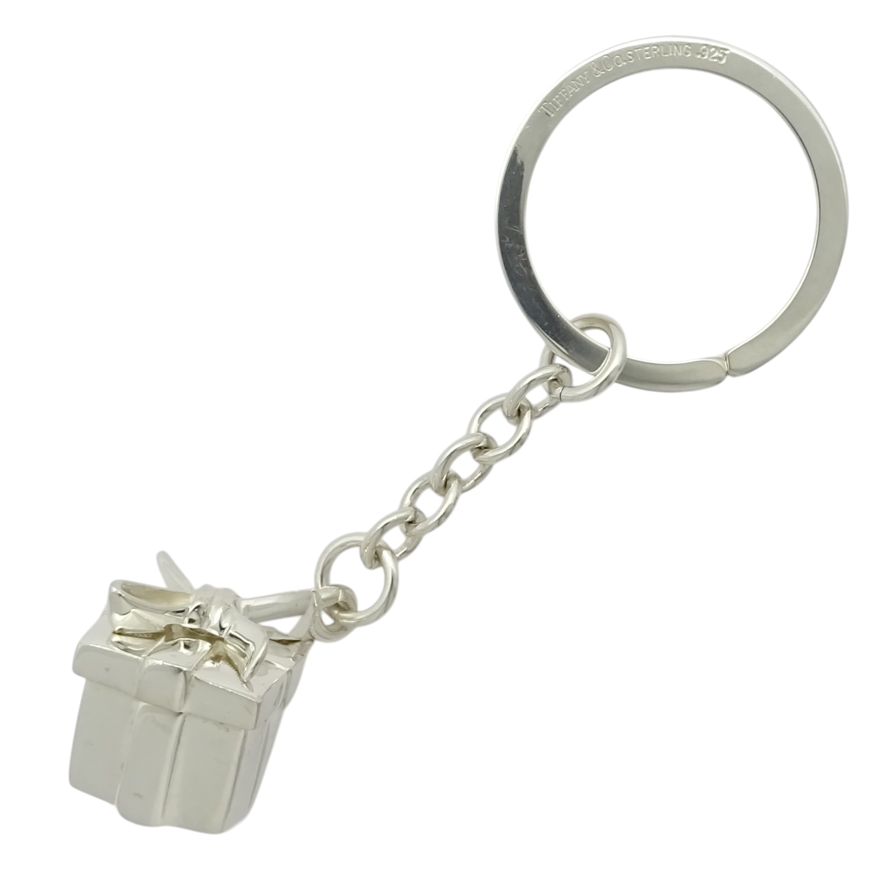 【中古】TIFFANY&Co. （ティファニー） シルバー 925 ギフト ボックス モチーフ キーホルダー バッグチャーム キーリング 約31.6g スターリングシルバー SV レディース 【USED-B】