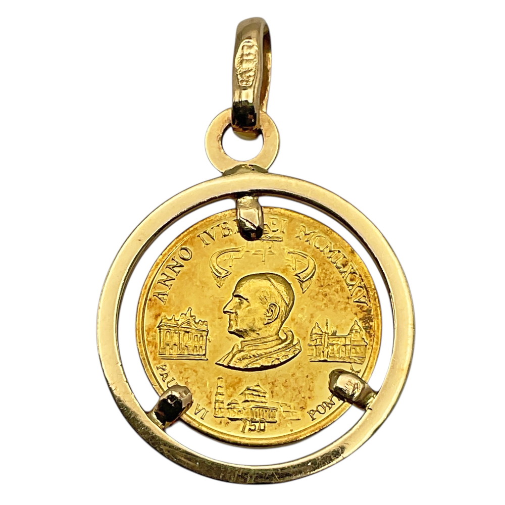 【中古】750刻印メダル K18 約4.3g ネックレストップ ペンダントトップ 金 ローマ教皇公式記念メダル パウロ6世 【USED-B】｜質屋かんてい局EC店