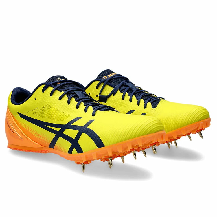 26.5cm アシックス HEATSPRINT 13 陸上スパイク 100m～1500m／ハードル／跳躍種目 ASICS 陸上競技シューズ 1093A199-750 Bright Yellow/Blue Expanse ★13000 ※北海道・離島・沖縄県へのお届け不可