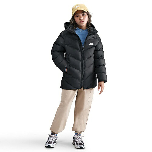 ジュニア ナイキ スポーツウェア オールデイ プレー ジュニア Therma-FIT ルーズフィット ミッドレングス パファー ジャケット ミドル丈 中わたジャケット 撥水 保温 HJ2722-010 ブラック 子供 ★11500 ※北海道・離島・沖縄県へのお届け不可｜オザキスポーツ