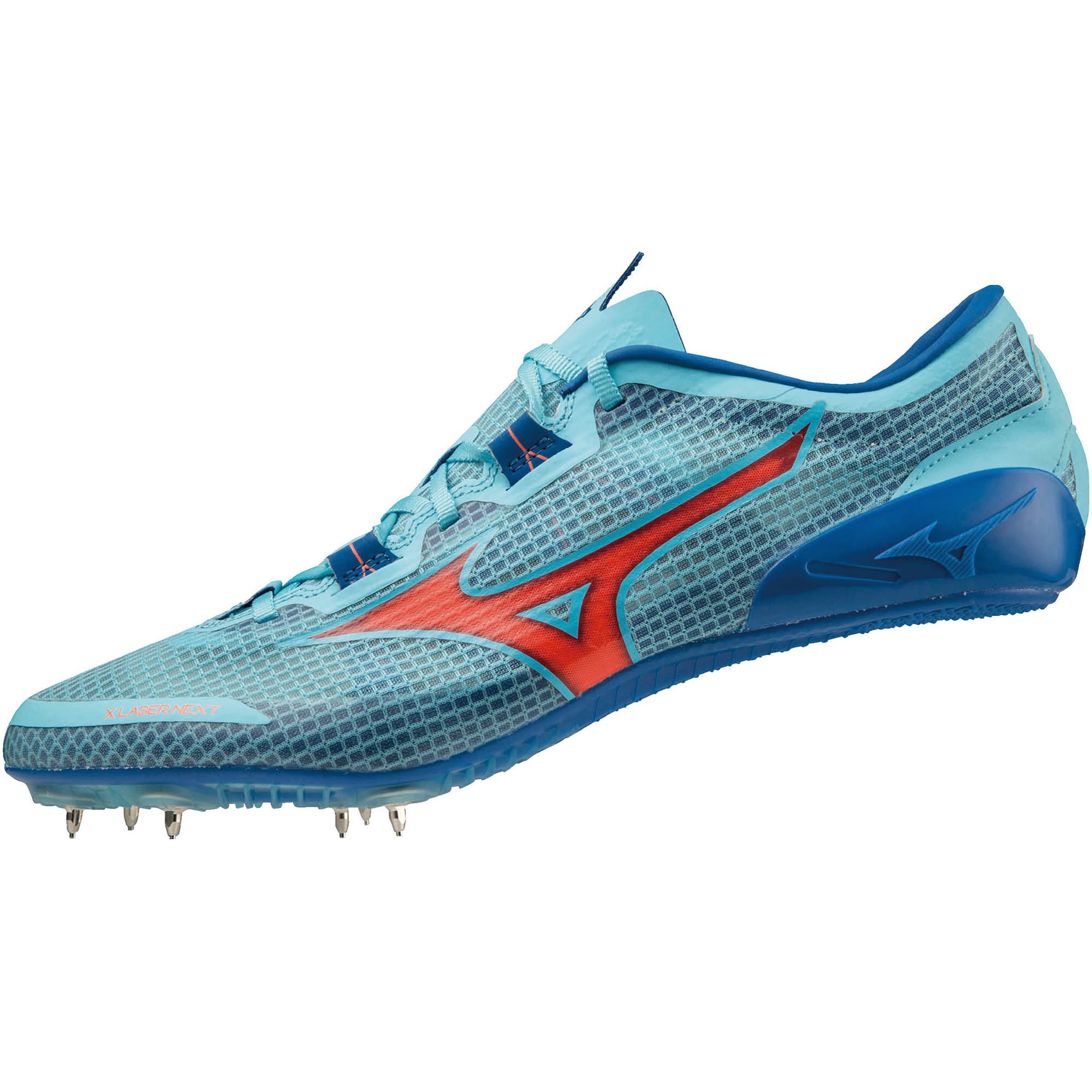 ミズノ エックスレーザーネクスト3 (陸上競技) MIZUNO 陸上スパイク 短距離用 U1GA230301 ターコイズ×コーラル×ブルー ★18500 ※北海道・離島・沖縄県へのお届け不可
