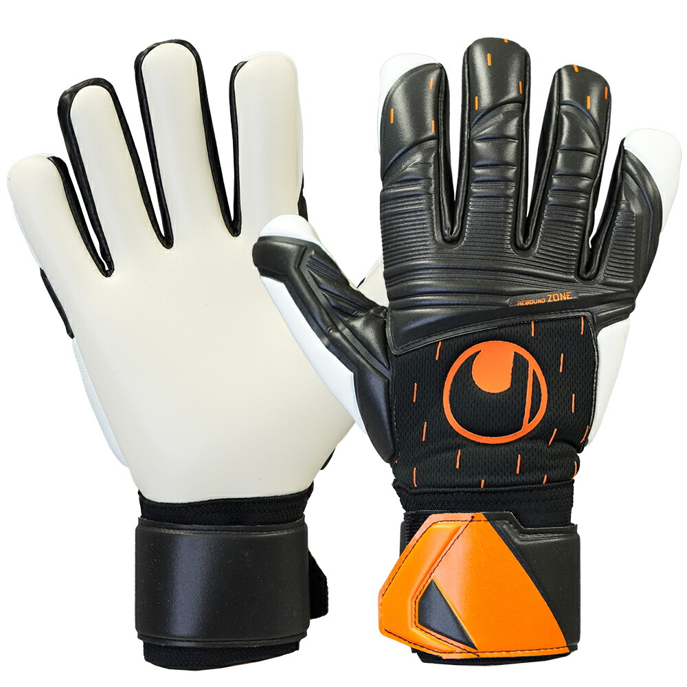 ウールシュポルト　スピードコンタクト スーパーソフト ハーフネガティブ　サッカー　キーパー手袋　uhlsport　キーパーグローブ　1011265-01　ブラック×フローオレンジ　★11000