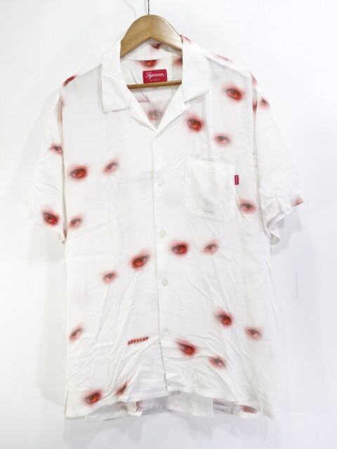 Supreme 19aw Eyes Rayon S/S Shirt WHITE Size-L シュプリーム アイズレーヨンシャツ 大名店【中古】