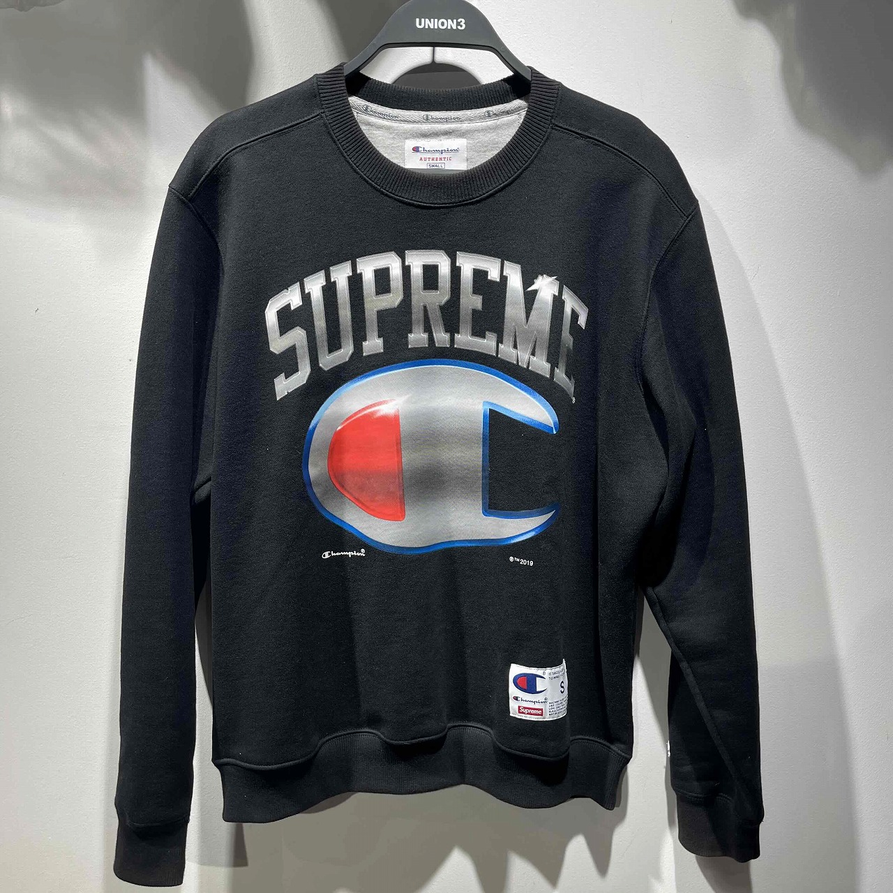 SUPREME 19ss Champion Chrome Crewneck Size-S シュプリーム チャンピオン クローム クルーネック ブラック 心斎橋店【中古】