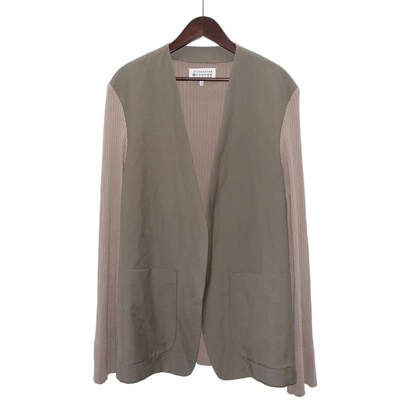 MAISON MARGIELA 20ss NO COLLAR KNIT JACKET S30BN0472 SIZE 52 メゾンマルジェラ リブニット切替 ノーカラー ジャケット大名店【中古】