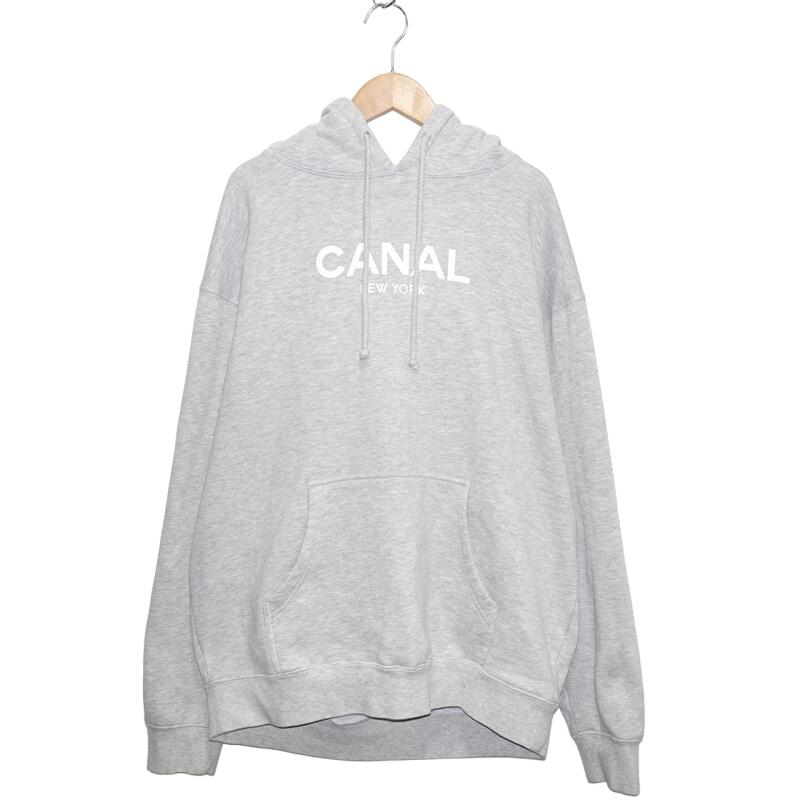 CANAL NEW YORK LOGO HOODIE GRAY Size-L キャナルニューヨーク ロゴ パーカー フーディー プルオーバー スウェット グレー 大名店【中古】