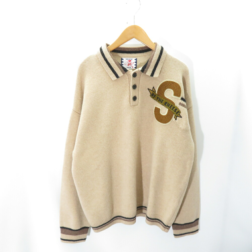 SON OF THE CHEESE 23aw SOTC PATCH KNIT BEIGE Size-L SC2320-KN03 サノバチーズ ニット ベージュ 大名店【中古】｜union3 店